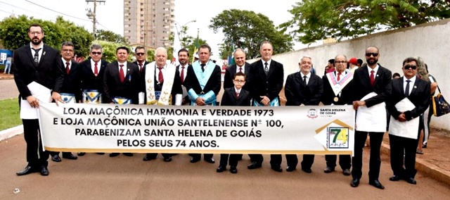 por ocasião das comemorações dos 74 anos da cidade de Santa Helena de Goiás, a Loja Maçônica Harmonia e Verdade 1793 participou do desfile comemorativo nodia 20 de outubro de 2022