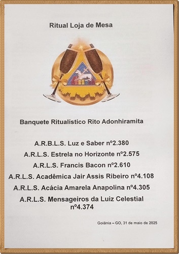 Banquete Ritualístico Adonhiramita - Loja de Mesa